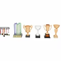 Golden Sports Trophies And Awards With Pedestal Base And Diverse Designs