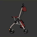 Red Mobility Walker With Seat Storage Bag Ergonomic Handle And Stable Wheels 3d model
