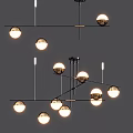 Modern Sphere Chandelier with Metal Structure and Multiple Illuminated Light Bulbs 3d model