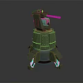 Automatic Green Turret Weapon System With Sensor Barrel And Support Structure 3d model
