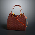 Stylish Brown Handbag With Geometric Pattern And Orange Handles For Daily Essentials 3d model