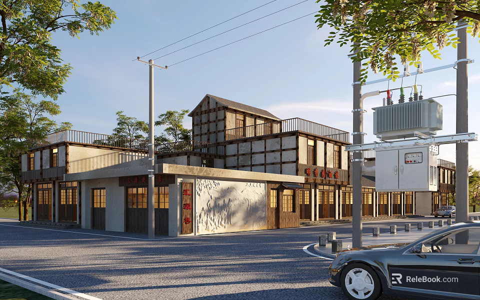 Traditional Ancient Architecture Exterior Featuring Wooden Frames Carved Details And Classic Roof Design 3d model 
