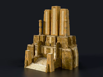 Ancient Architectural Model With Detailed Multi Layered Structure Columns Steps And Carvings 3d model