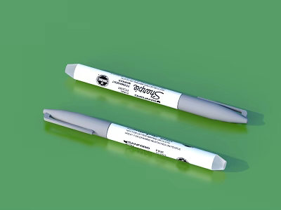 Two White And Gray Brilliant Sound Magic Marker Pens On Green Background 3d model