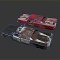 Vintage Rusty Police Cars With Old Sirens And Worn Exteriors On Gray Background