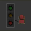 Traffic Light Equipment With Green Yellow Red Lights And Red Button Device 3d model