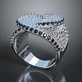 Fashionable Silver Ring With Unique Twisted Design And Sparkling Gems Inlaid