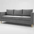 Modern Gray Three Seater Sofa Set With Wooden Legs Design 3d model