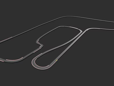 Car Race Track Layout With Winding Curves And Gray Surface On Black Background 3d model