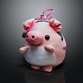 Cute Pink Pig Plush Toy With Soft Body And Pink Lanyard Design
