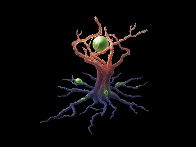 Radiolarian Protozoan Animal With Branch Like Skeleton And Green Spheres 3d model