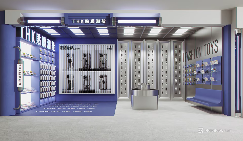 Modern Digital Store Interior With Electronic Products Display Shelves And Bright Lighting 3d model 