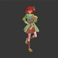 Anime Style Character With Pink Hair Wearing Red Coat And White Skirt Standing Pose