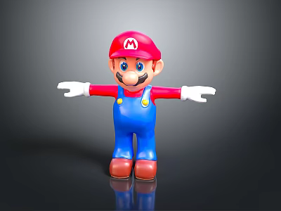 Mario Game Character Toy Figure With Red Hat Blue Overalls White Gloves And Brown Shoes 3d model