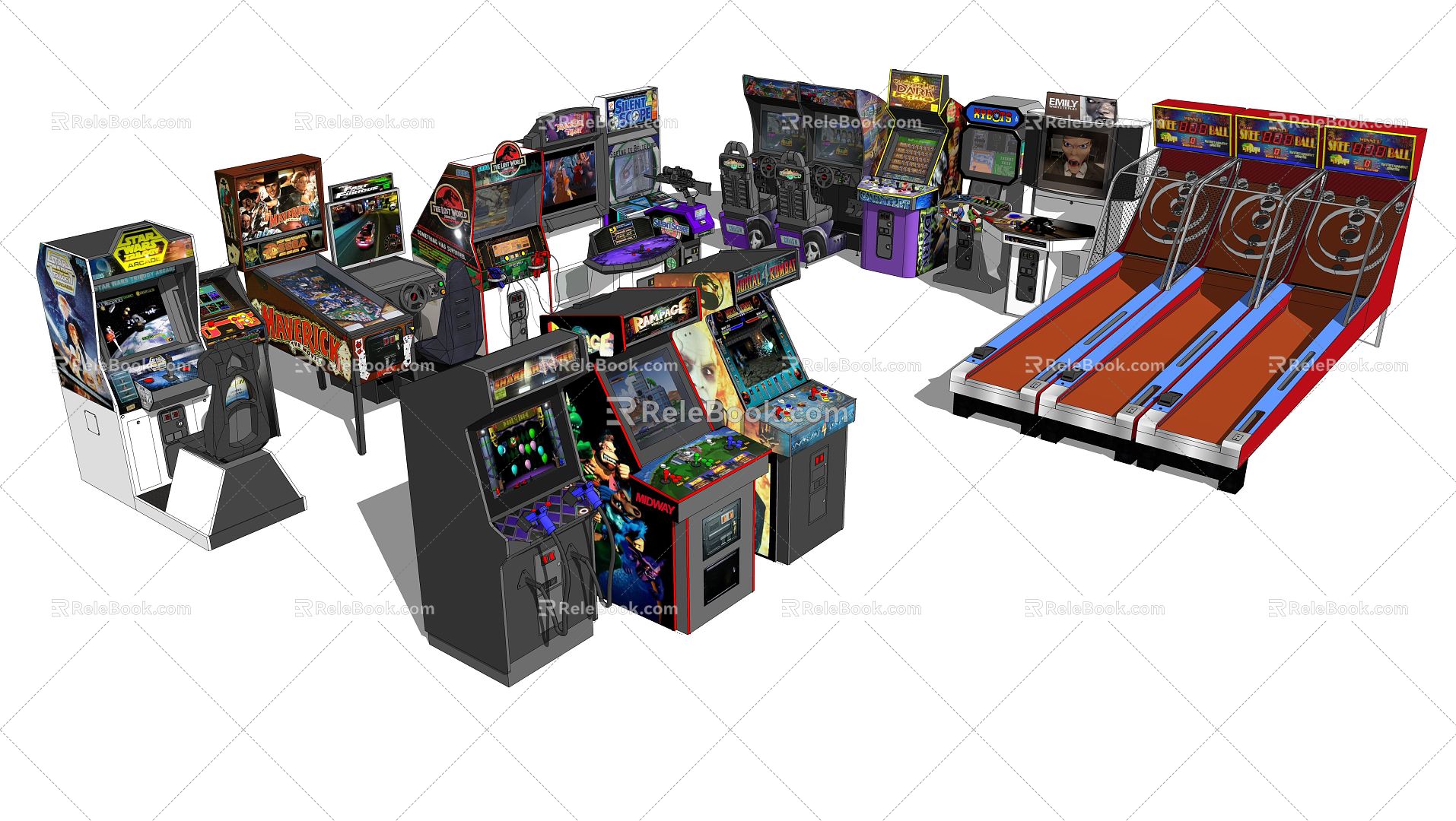 Modern game machine rocking handle game machine 3d model