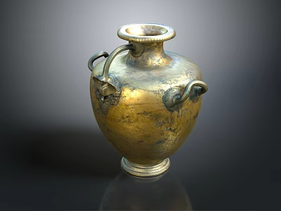 Vintage Brass Decorative Vase With Dual Ring Handles For Home Decor 3d model