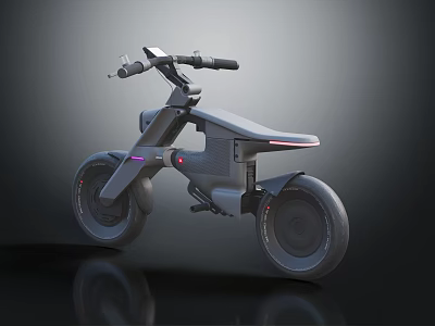 Modern Electric Motorcycle Design Featuring Sleek Gray Body And Futuristic LED Lights 3d model