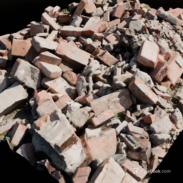 Large Pile of Natural Stone and Wood Construction Materials for Projects 3d model 