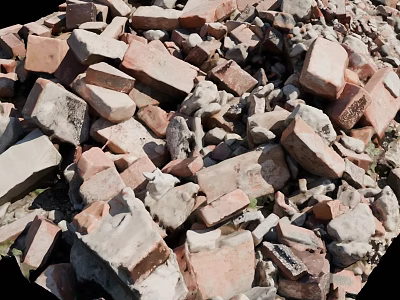 A pile of old bricks mixed brick pile heap 3d model