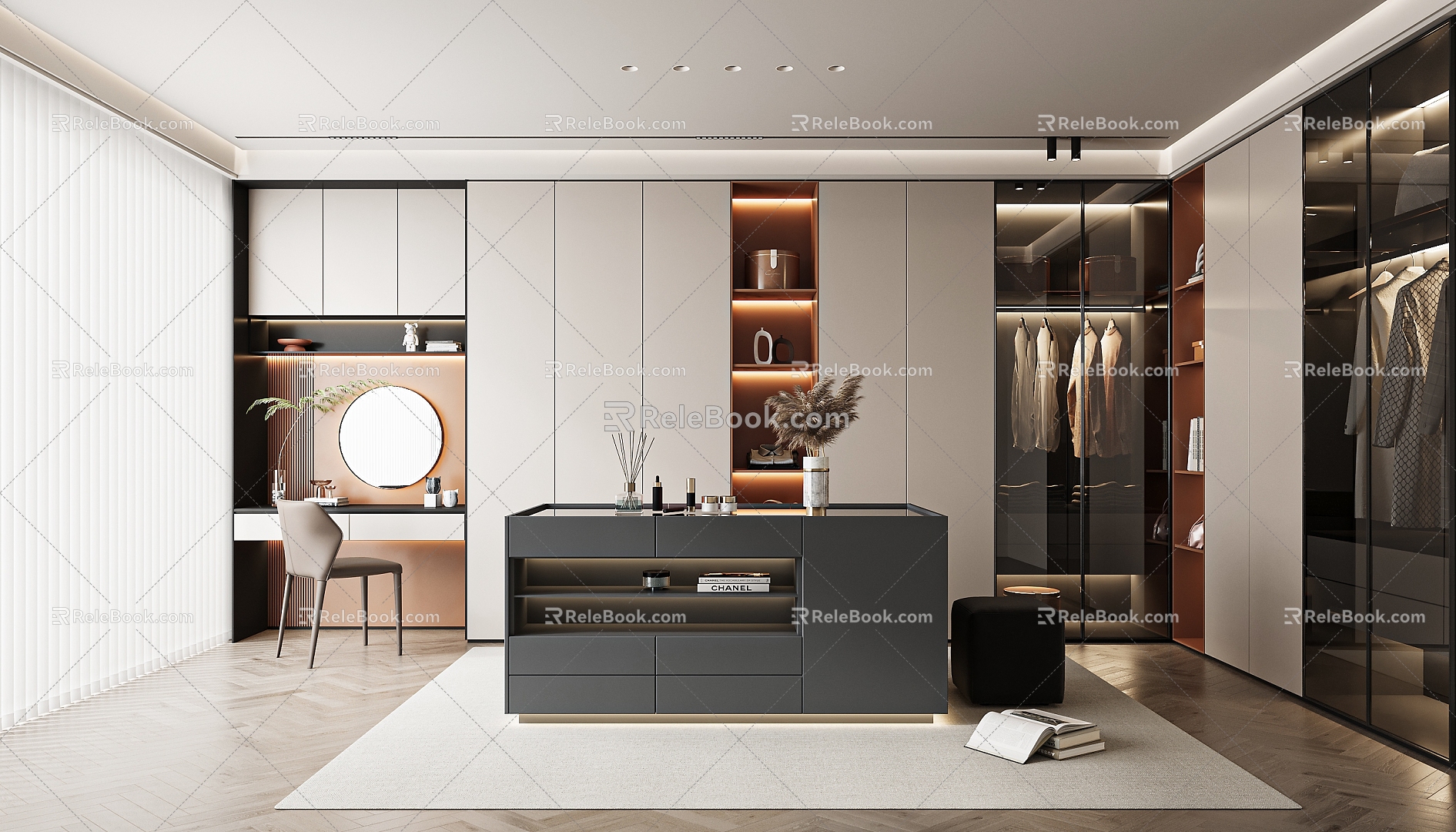 Light Luxury Cloakroom 3d model