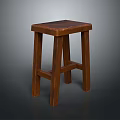 Solid Wood Square Seat Stool With Simple Four Leg Structure For Home Decor 3d model