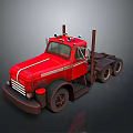 Red Vintage Classic Truck With Wooden Stakes For Heavy Duty Transportation
