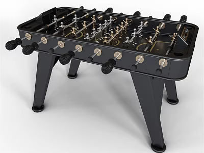 Black Foosball Table With Sturdy Legs And Metal Rods For Game Room Fun 3d model