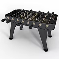 Black Foosball Table With Sturdy Legs And Metal Rods For Game Room Fun