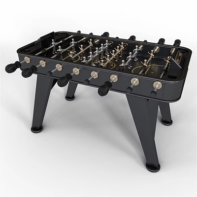 Black Foosball Table With Sturdy Legs And Metal Rods For Game Room Fun 3d model