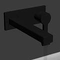 Modern Black Wall Mounted Faucet With Water Flowing From Spout