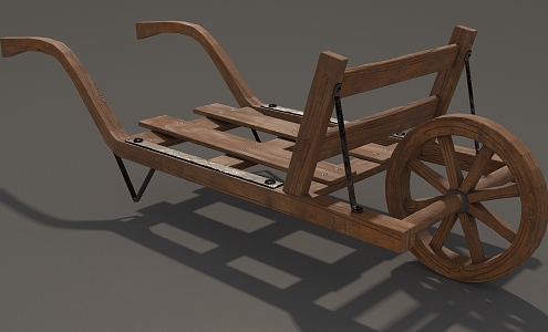 Wooden cart trolley plank cart ancient cart game cart simple mold low face number cart wooden cart old wooden cart farm tools 3d model