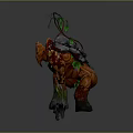 Detailed 3D Tree Creature Model With Wooden Body Horns Green Vines and Glowing Leaves