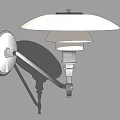 Modern Wall Lamp With Double White Glass Shade And Adjustable Chrome Metal Arm