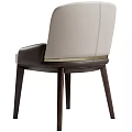 Modern Minimalist Single Chair With Beige Upholstery Dark Leather Armrests And Wooden Legs