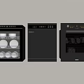 Modern Kitchen Appliances Three Black Dishwashers Arranged Side by Side
