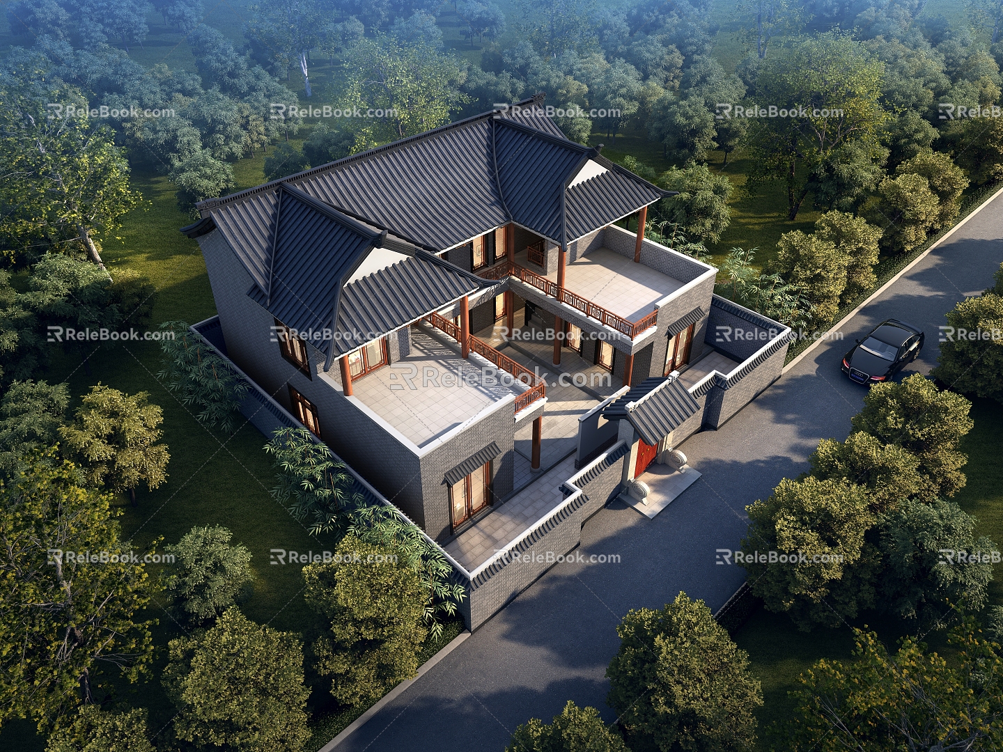 Chinese Courtyard Private Villa Residence 3d model