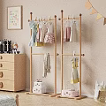 Wooden Storage Cabinet in Kids Room with Stuffed Toys Wooden Hanger and Alphabet Wall Decor