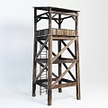Wooden Observation Tower With Multi level Frame Structure And Rustic Ladder Design 3d model