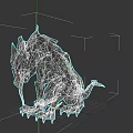 Fantasy Reptile 3D Model With Blue Green Body Spiked Back And Red Tongue