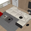 Modern Sofa Coffee Table Red Leisure Chair Floor Lamp Side Table 3d model