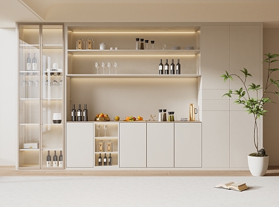 Modern Wine Cabinet Cream Wine Cabinet 3d model