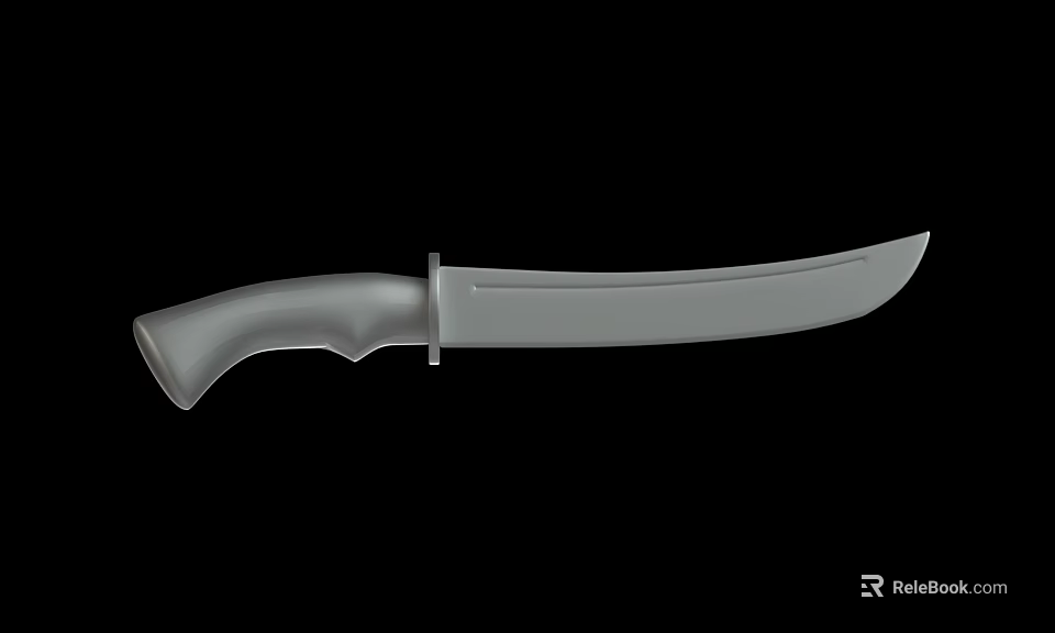Modern Metal Hunting Knife Design With Curved Blade And Ergonomic Handle 3d model 