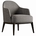 Modern Gray Upholstered Single Sofa With Armrests And Wooden Legs