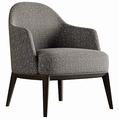 Modern Gray Upholstered Single Sofa With Armrests And Wooden Legs 3d model
