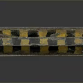 Worn Concrete Road Barrier With Yellow And Black Stripes For Traffic Safety