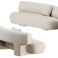 Modern Beige Fabric Sectional Sofa With Curved Design And Comfortable Cushions