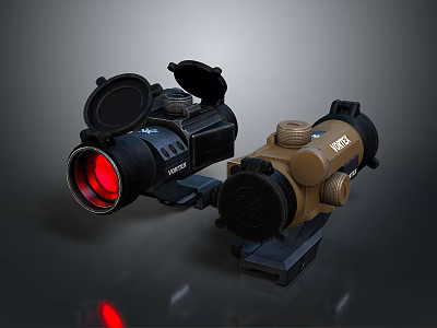 Weapon Tactical Scopes With Red Dot Lens Black And Brown TRIJICON 3d model