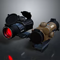 Weapon Tactical Scopes With Red Dot Lens Black And Brown TRIJICON 3d model