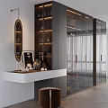 Modern Wardrobe Design With Glass Doors Hanging Rods Storage Drawers And Built-in Lighting