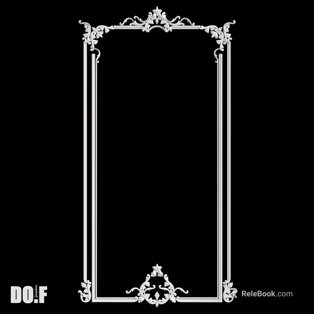 Symmetrical White Ornamental Components With Top Bottom Decorations And Vertical Lines 3d model 